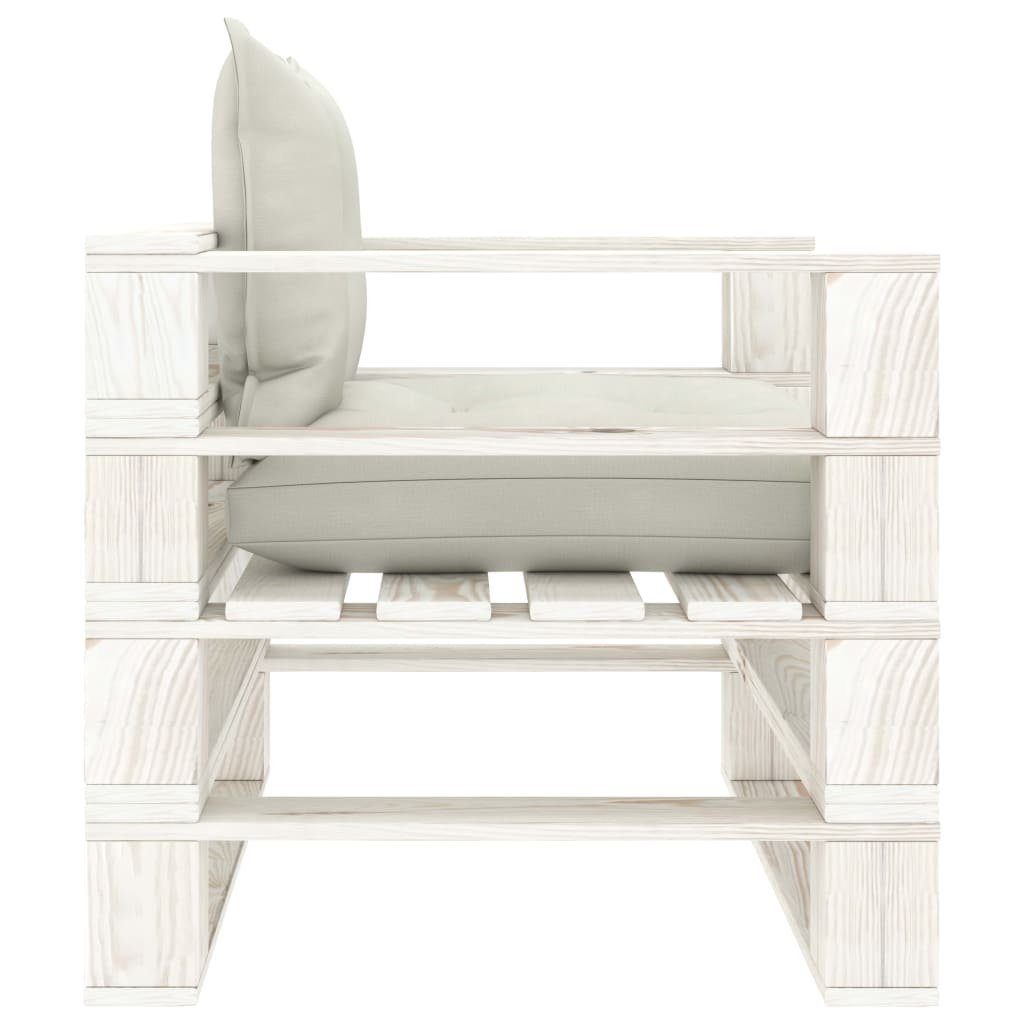 vidaXL Loungesofa Garten-Palettensofa mit Kissen in Beige Holz, 1 Teile