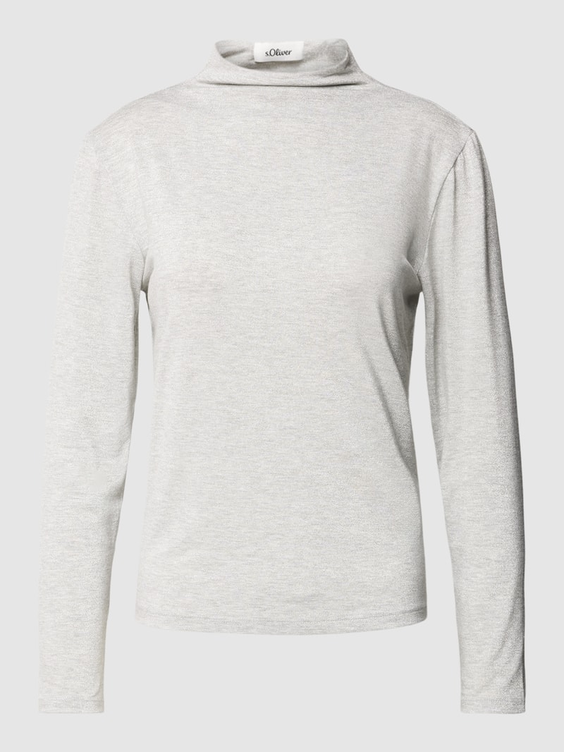 Longsleeve aus Viskose-Mix im schimmernden Design in silber meliert