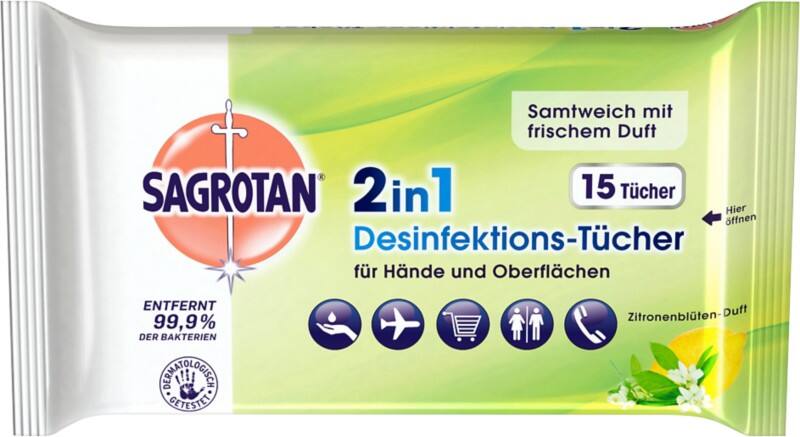 Sagrotan Zitronenblüten-Reinigungstücher 15 Stück