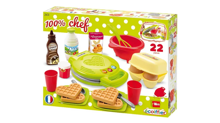Ecoiffier - Kinder-Backset mit Waffeleisen, 22 Teile
