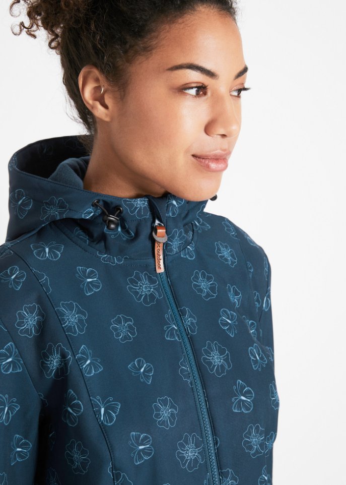 Softshelljacke mit Blumenmuster, wasserabweisend