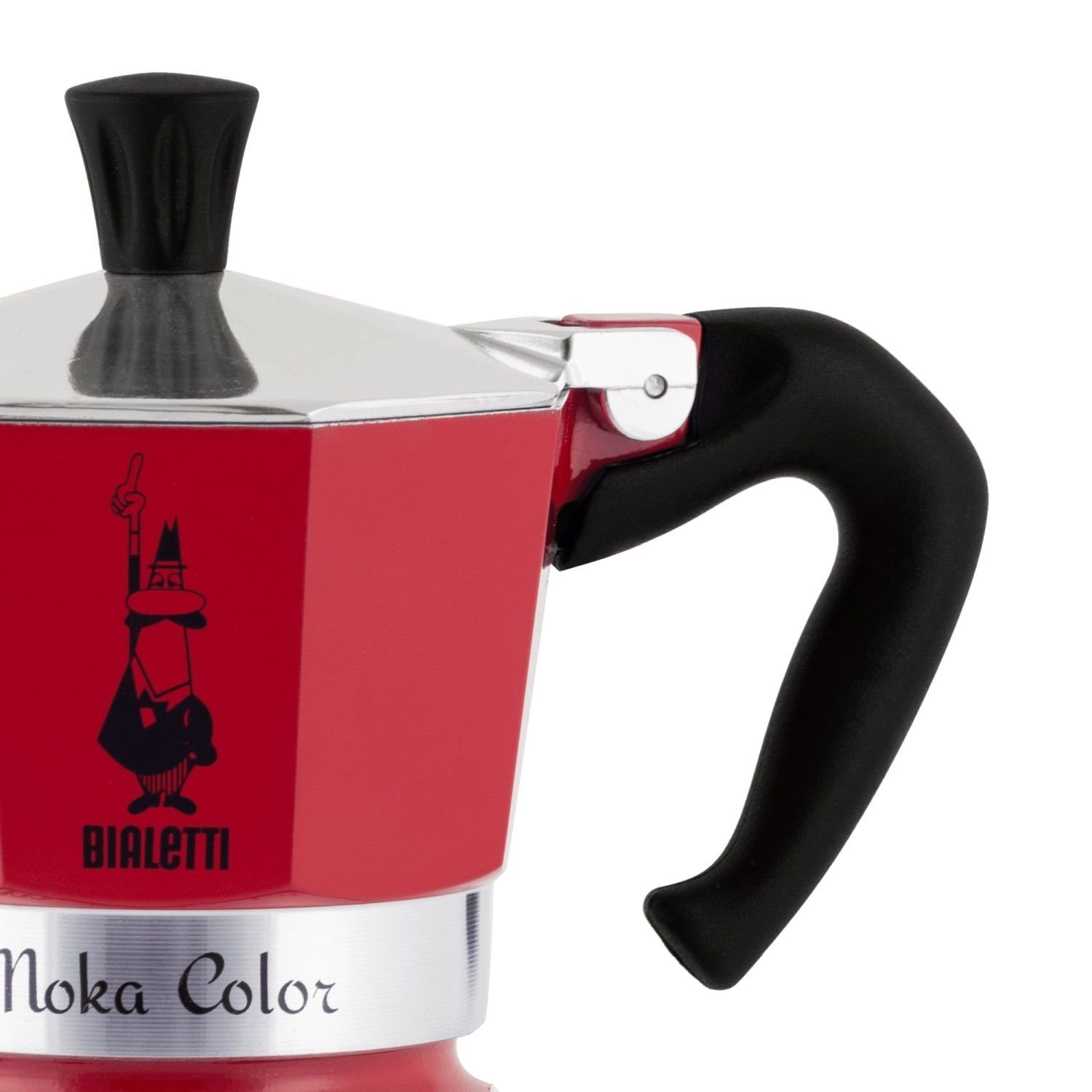 BIALETTI Espressokocher Moka Express Color Rot für 3 Tassen, 0,13l Kaffeekanne