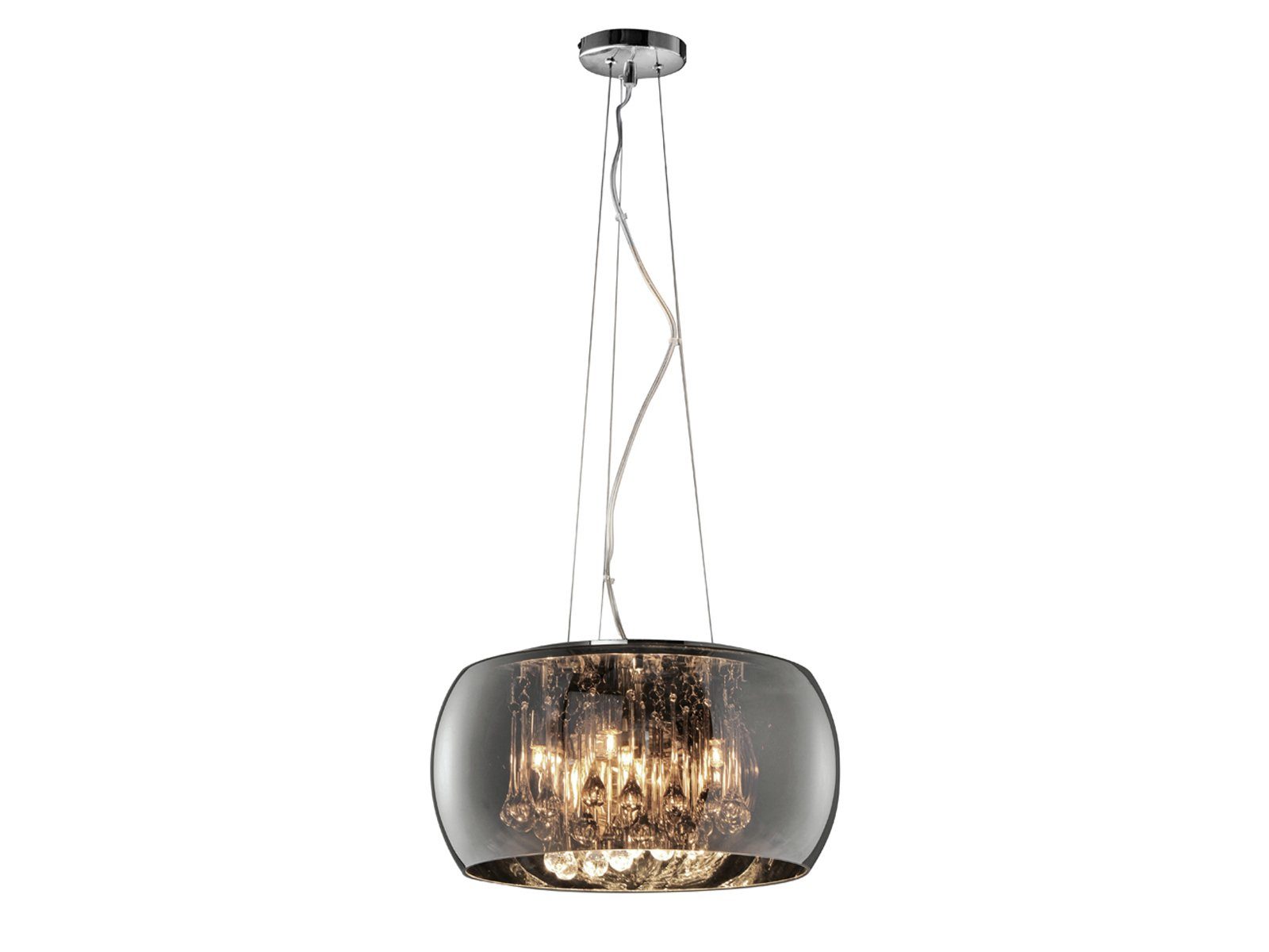 meineWunschleuchte LED Pendelleuchte, LED wechselbar, Warmweiß, Designer-lampen Lampenschirm Rauch-glas Kristall übern Esstisch, Ø40cm