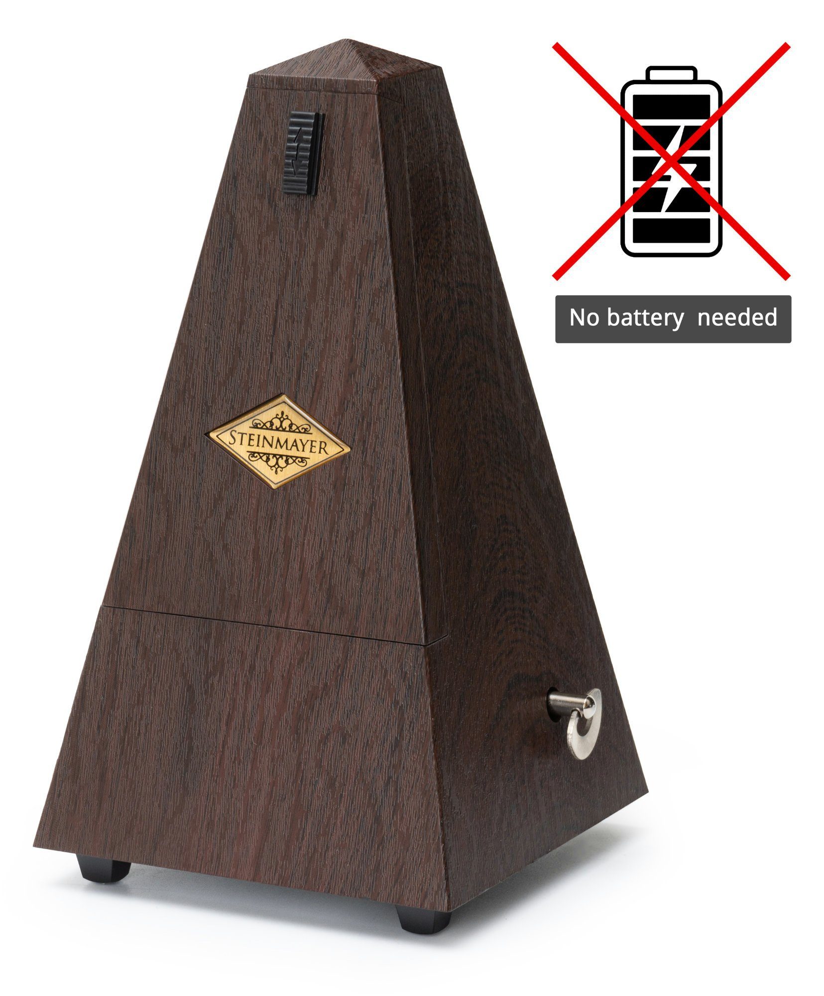 Steinmayer Metronom mit Glocke - 40-208 Schläge pro Minute, Mechanischer Taktgeber in Pyramidenform - 4 Taktarten