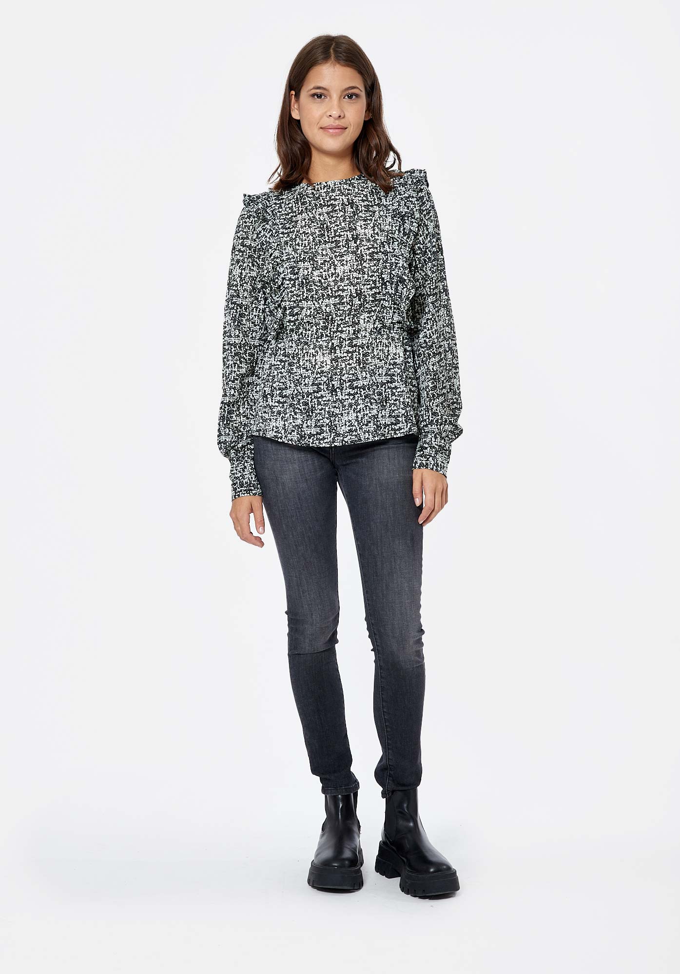 NEXT   Blouse noire et blanche Femme