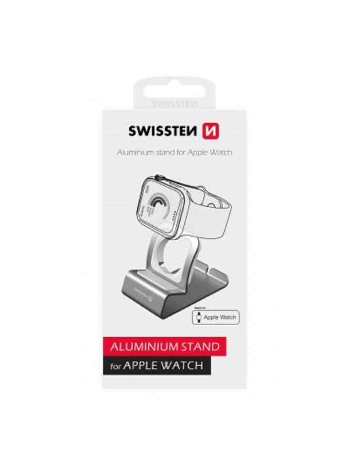 Swissten Aluminium Ständer mit Silikonpad kompatibel mit Apple Watch in schwarz günstig kaufen 20 cm