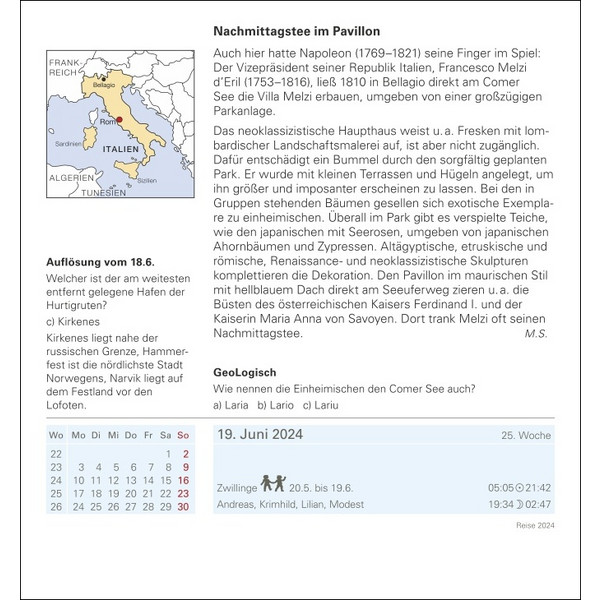 REISE TAGESABREIßKALENDER 2024 - Kalender