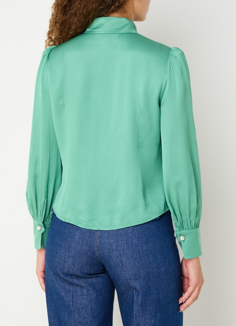 LKBennett Sonya satin blouse with puff sleeves