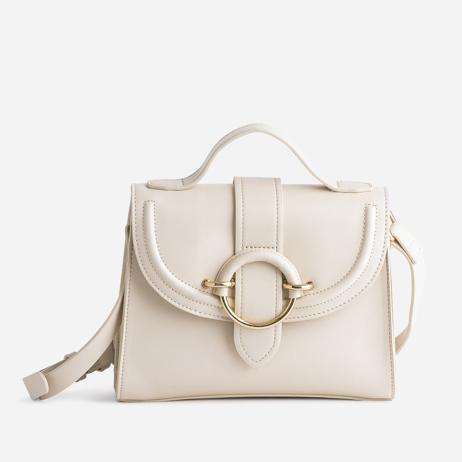 Sac à main beige avec boucle