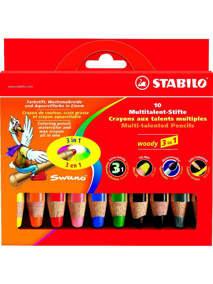 STABILO Holzfarbstift woody 3 in 1 Packung mit 10 Stück günstig kaufen onesize
