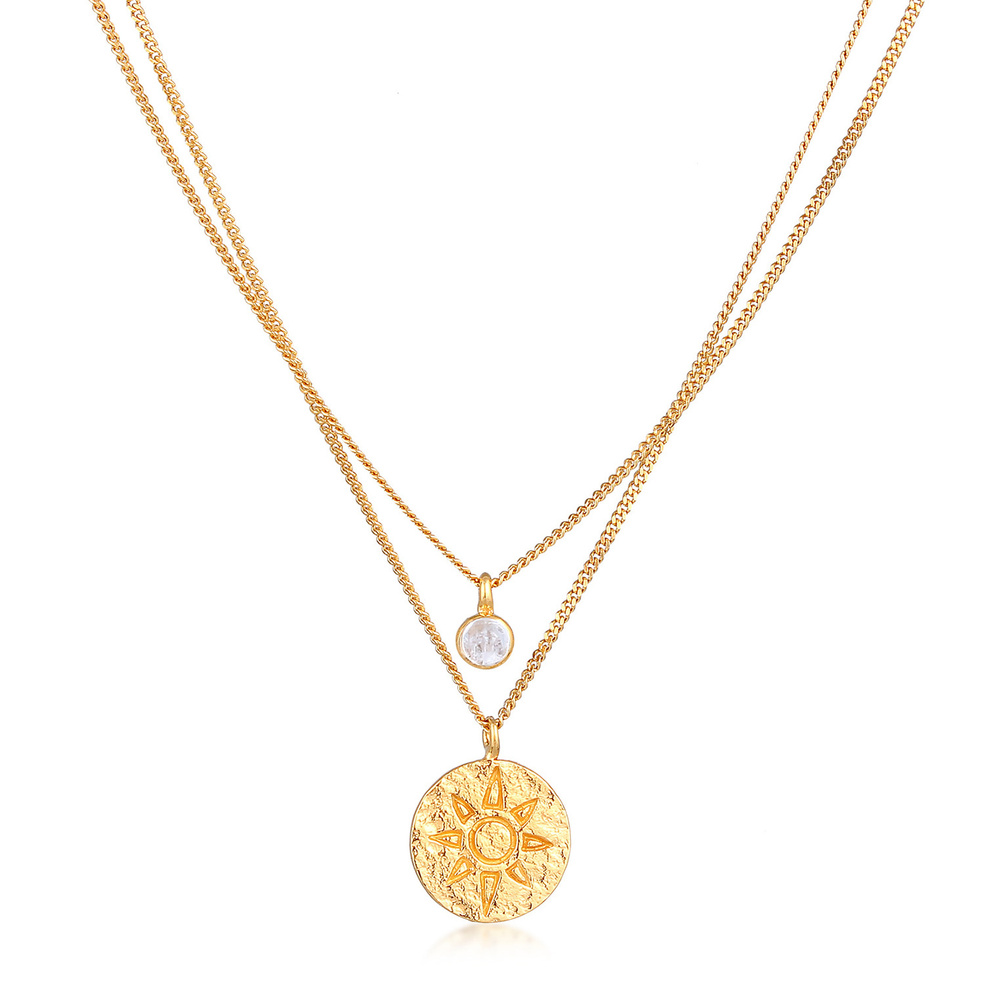 Elli Elli Collier Femmes Pendentif Monnaie Couches Soleil avec pierre précieuse de lun collier
