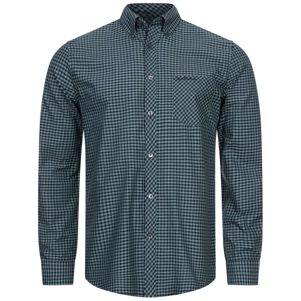 BEN SHERMAN Signature Herren Langarm Hemd 0076262-DARK EMERALD