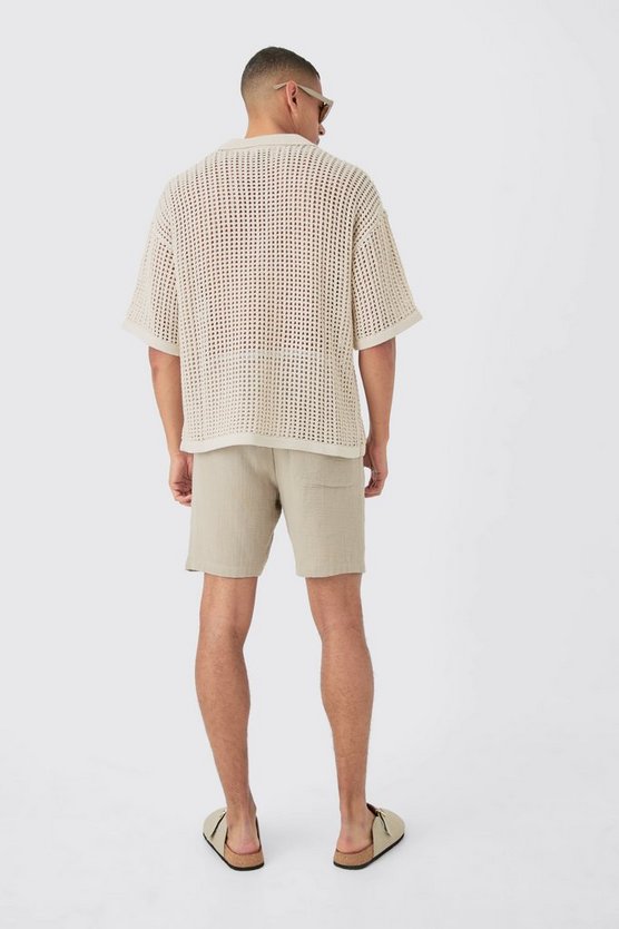Oversize Strick-Poloshirt