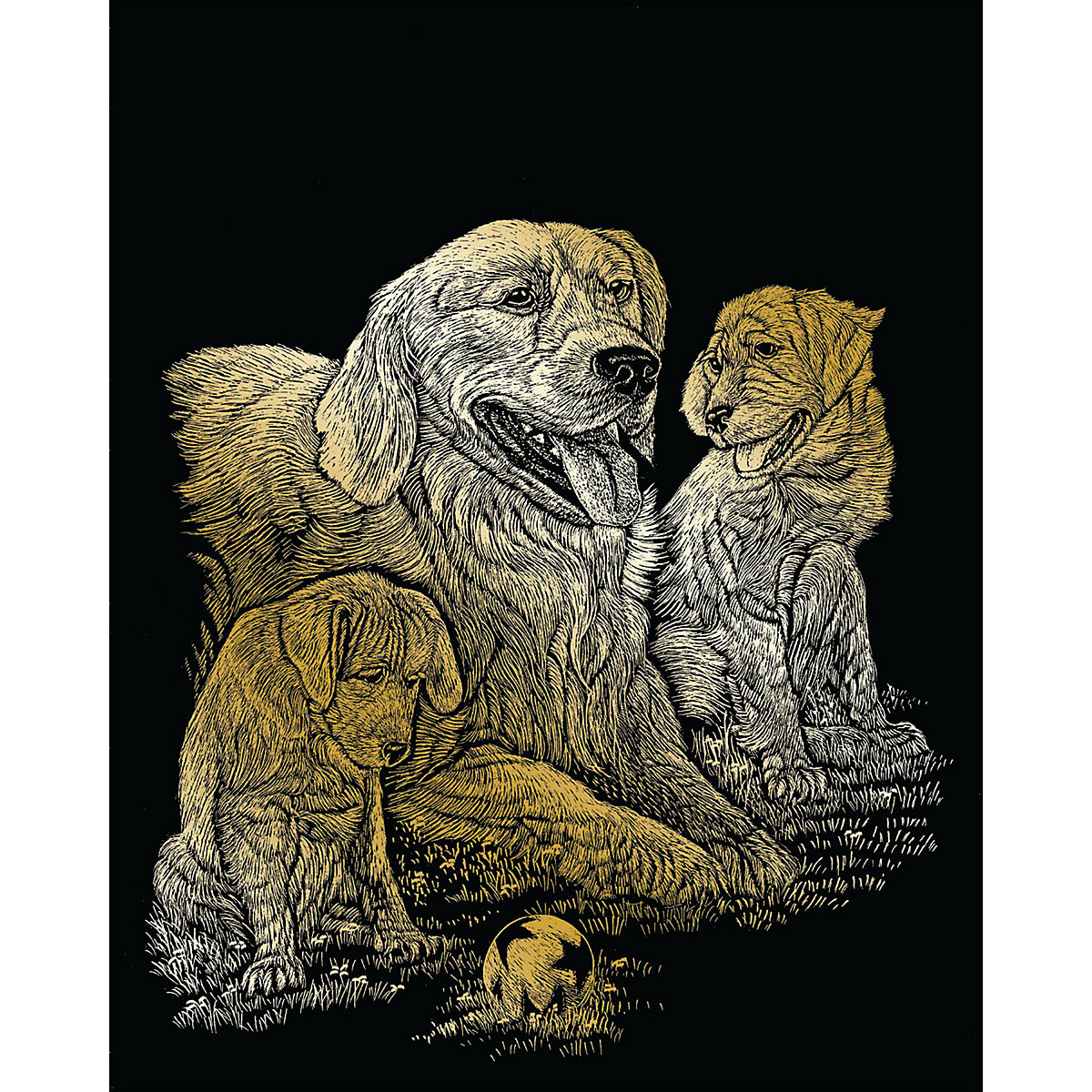 Kratzbild Golden Retriever 20x25cm gold