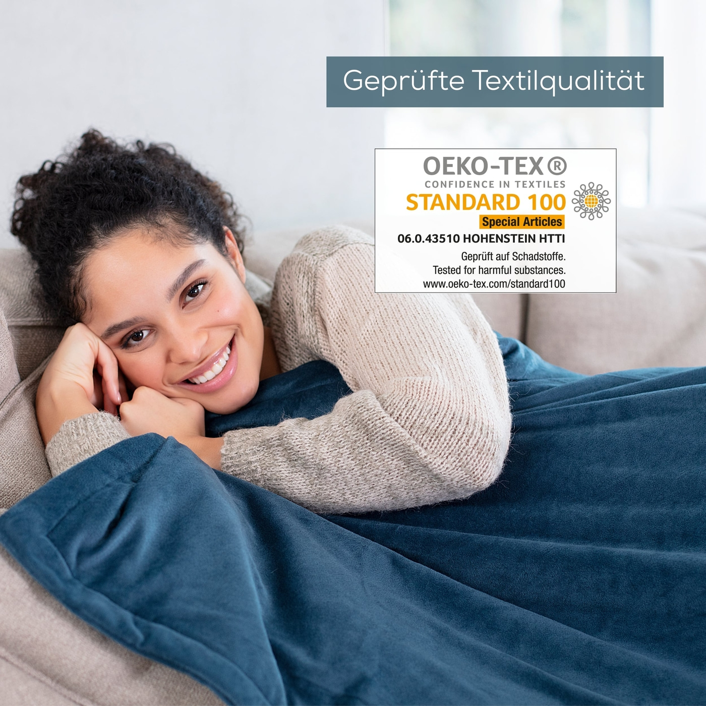 Beurer Wärmezudecke HD 75 Cosy Ocean-Atmungsaktive Heizdecke in trendigem Blau mit anschmiegsamer Flauschfaser