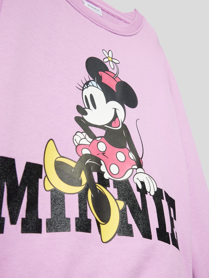 Sweatshirt mit Motiv-Print in rosa