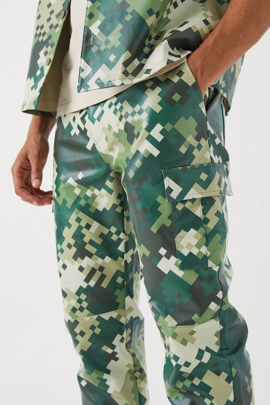 PU Camouflage Cargo-Hose mit geradem Bein