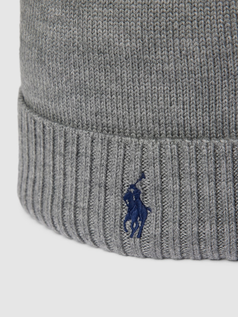 Beanie mit Label-Stitching in mittelgrau meliert
