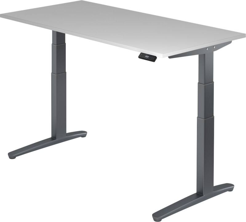 Hammerbacher Sitz-Stehschreibtisch XBHM Grau, Graphit 1.600 x 800 x 720 mm
