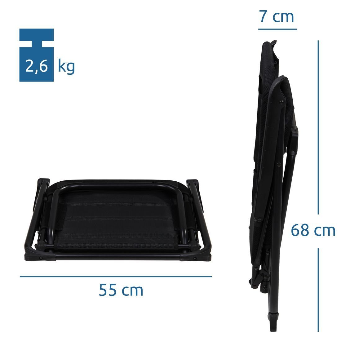 yourGEAR Klappstuhl yourGEAR Campingstuhl Lipari 3D Mesh - gepolsterter Klappstuhl leichter Caravan Stuhl Quick Dry Gartenstuhl
