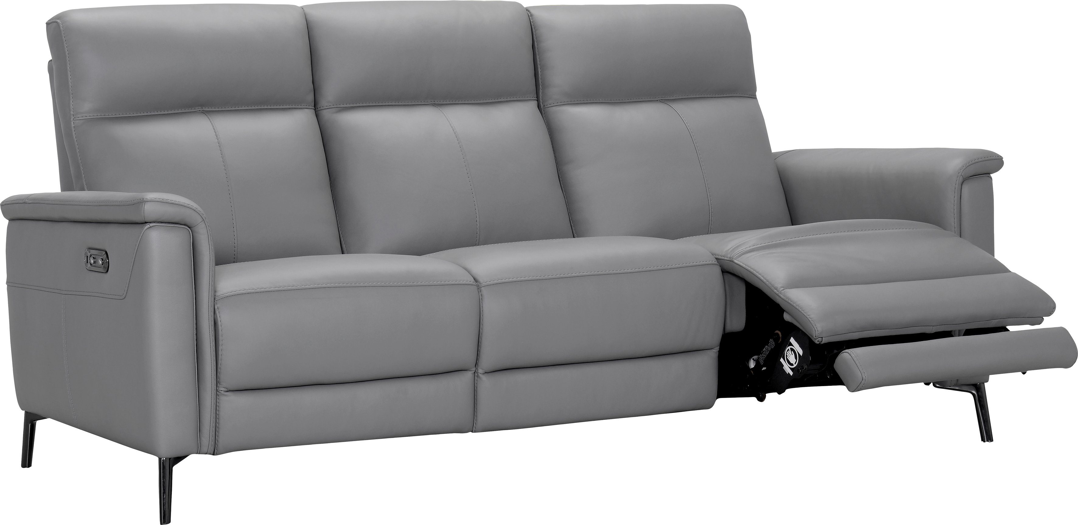 Places of Style 3-Sitzer Barano, Relaxsofa in Leder und Webstoff, elektrische Relaxfunktion in 2 Sitzen, Kopfteilverstellung und USB