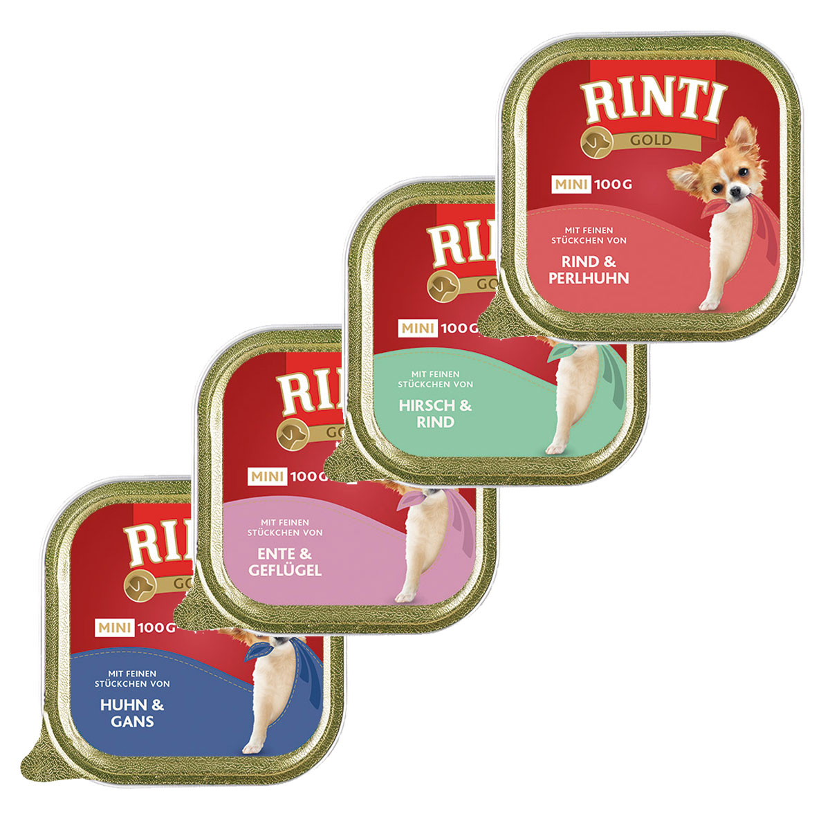Rinti Gold Mini feine Stückchen Mix 4 Sorten 48x100g bei ZooRoyal