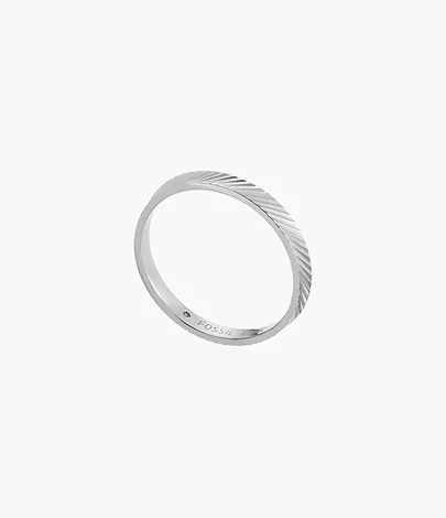 Fossil Ring Harlow Linear Texture Edelstahl