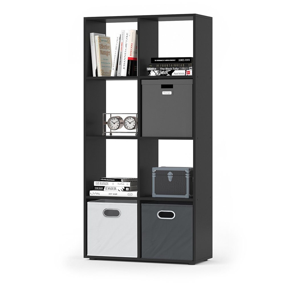 Vicco Raumteiler Bücherregal Standregal SCUTUM 8 Fächer Schwarz