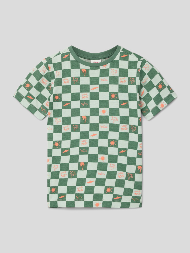 T-Shirt mit Karomuster in schilf