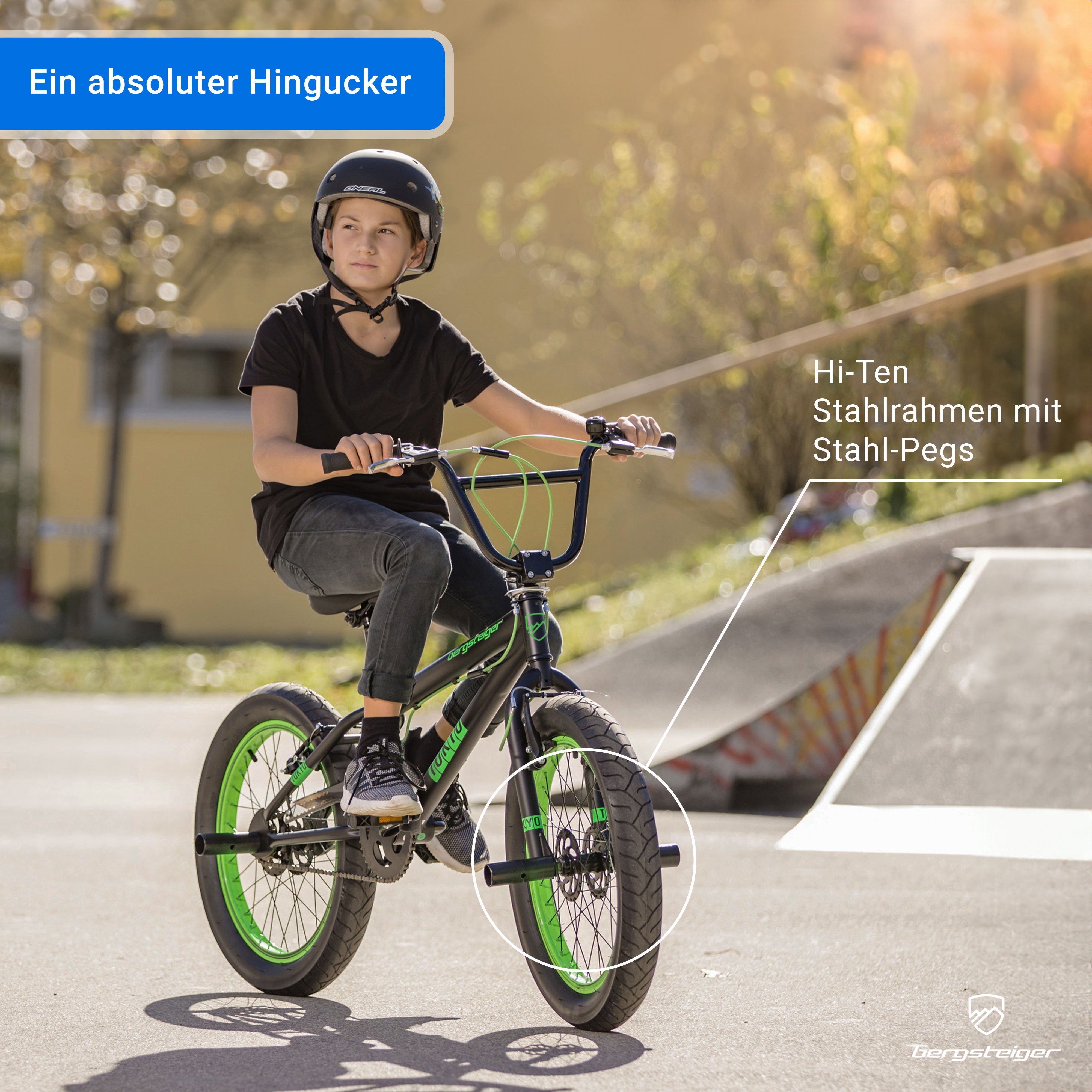 bergsteiger BMX-Rad Tokyo 20 Zoll BMX, Fatbike, 360° Rotor-System, Freestyle, 1 Gang