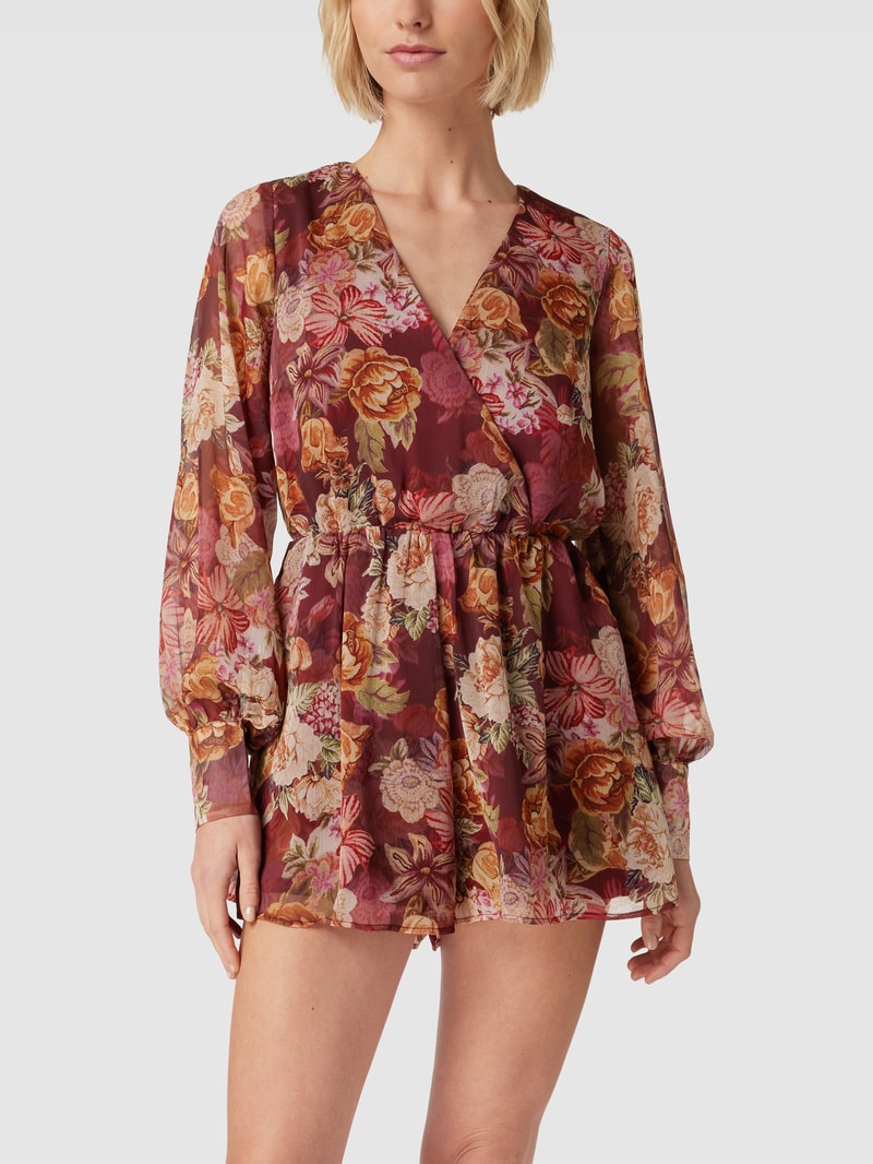 Jumpsuit mit floralem Muster Modell 'CANDIS' in bordeaux rot