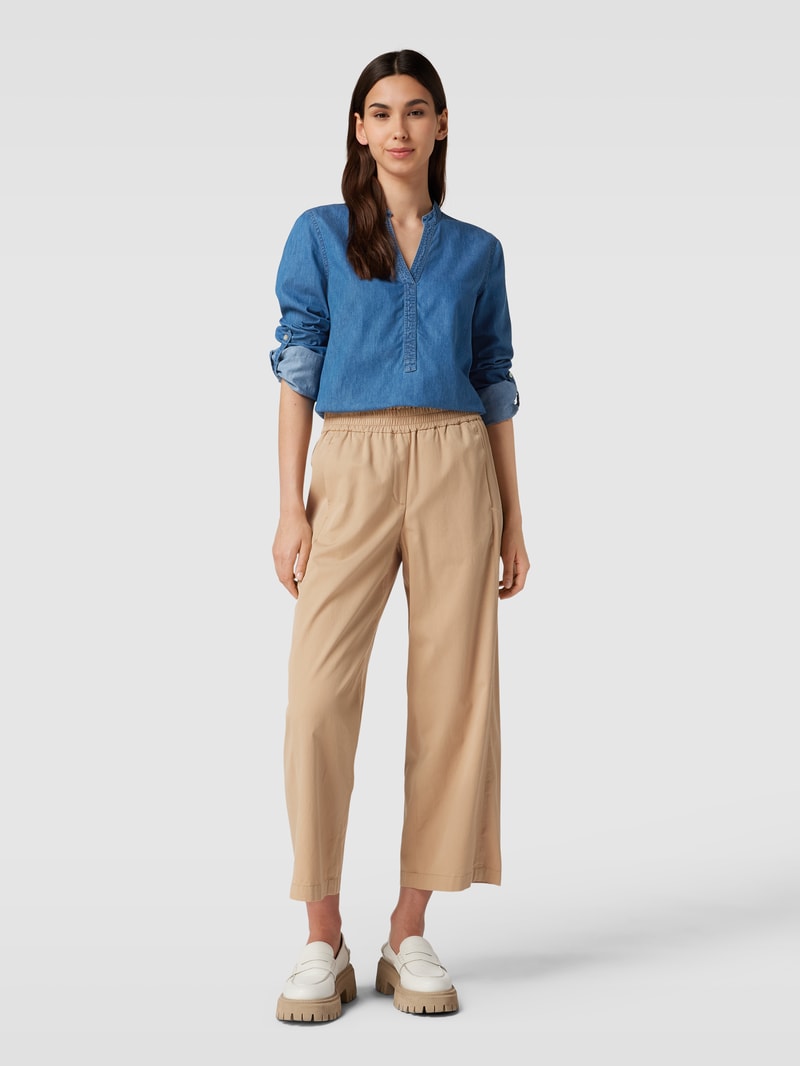Jeansbluse mit V-Ausschnitt Modell 'Tencel' in blau