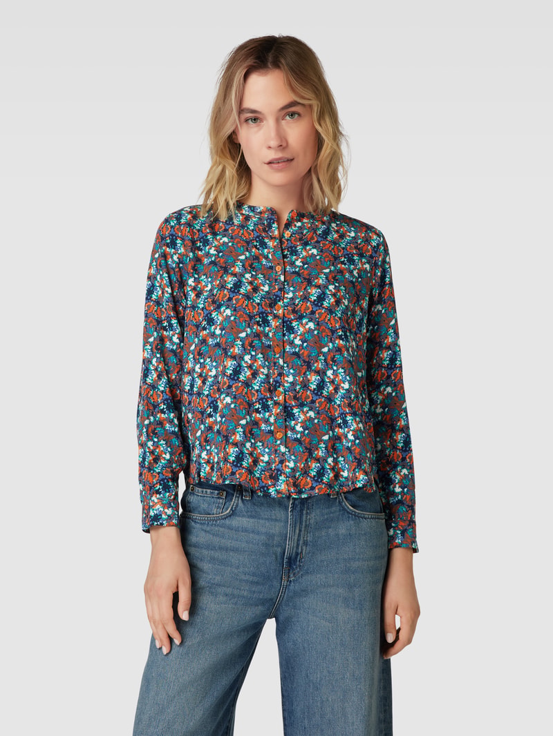 Hemdbluse aus Viskose mit Allover-Muster in marineblau
