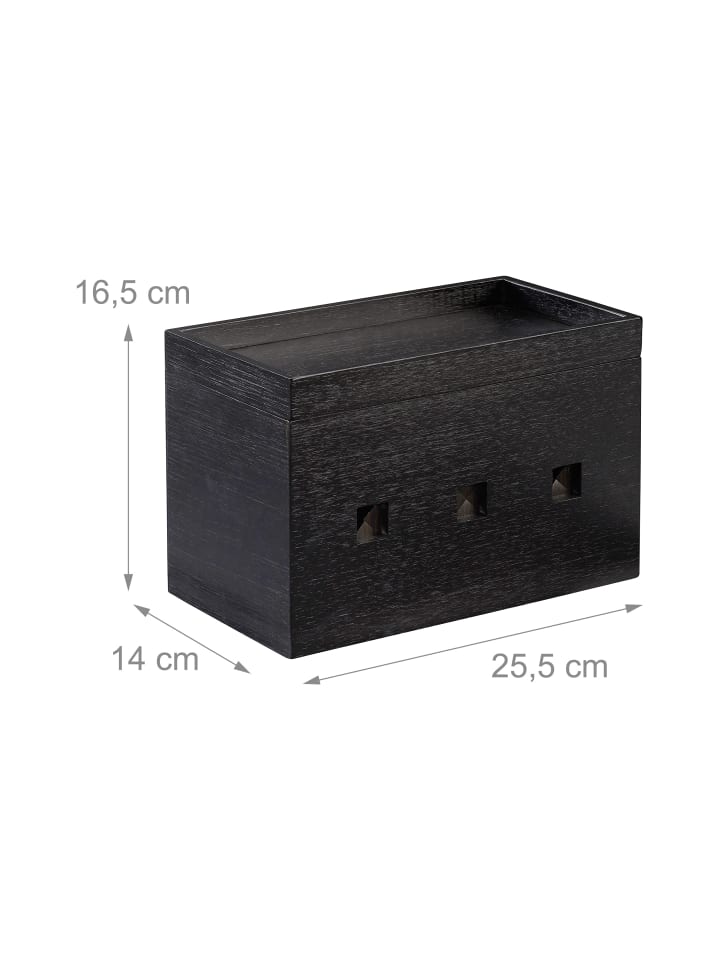 relaxdays Kabelbox in Schwarz - (B)25,5 x (H)16,5 x (T)14 cm günstig kaufen onesize