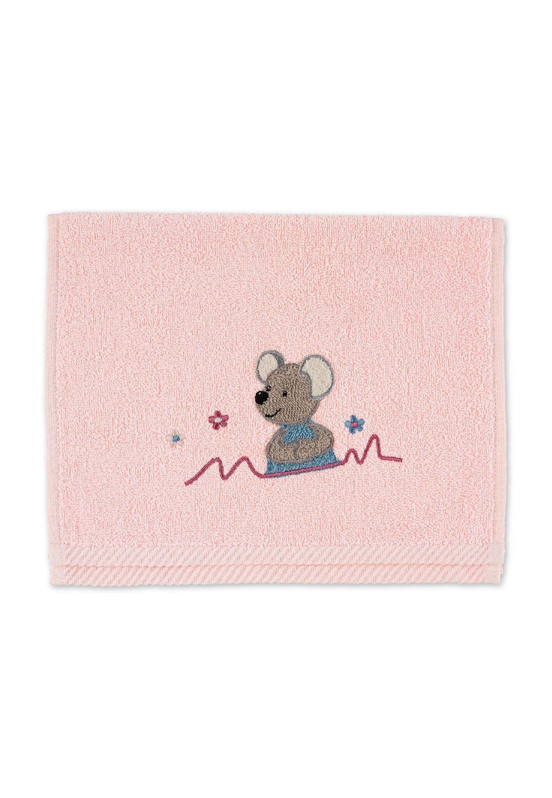 Kinderhandtuch Maus Mabel in Zartrosa, 30x50cm