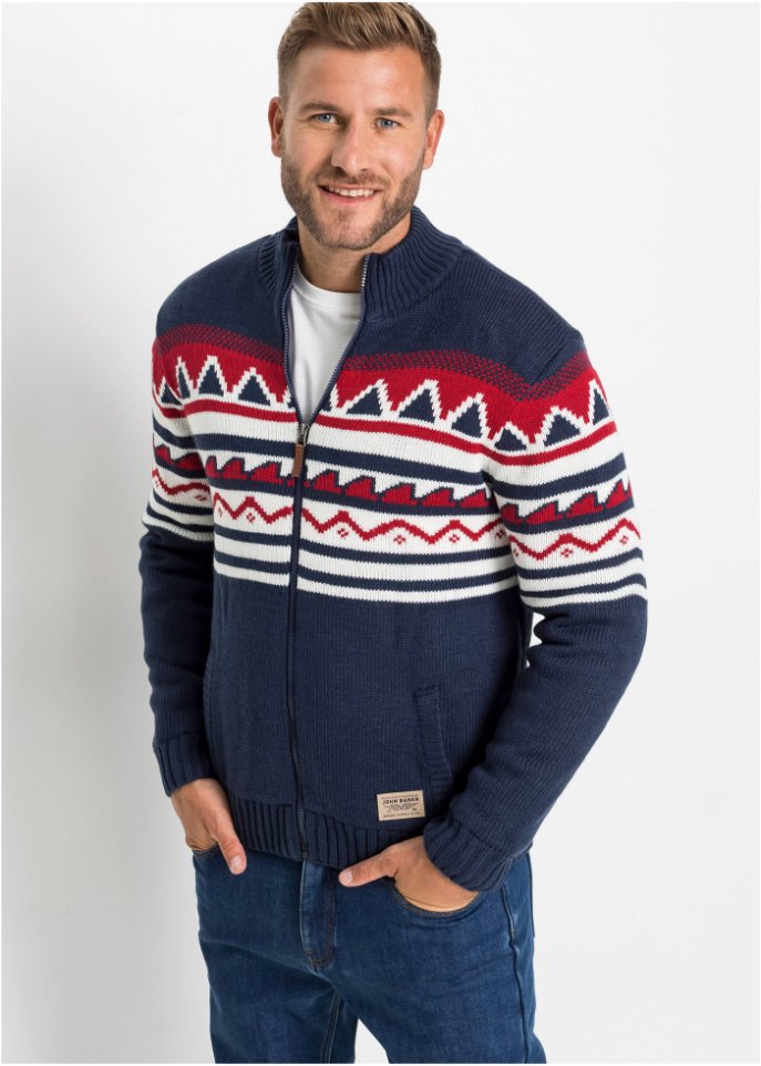 Norweger-Strickjacke mit Fleecefutter