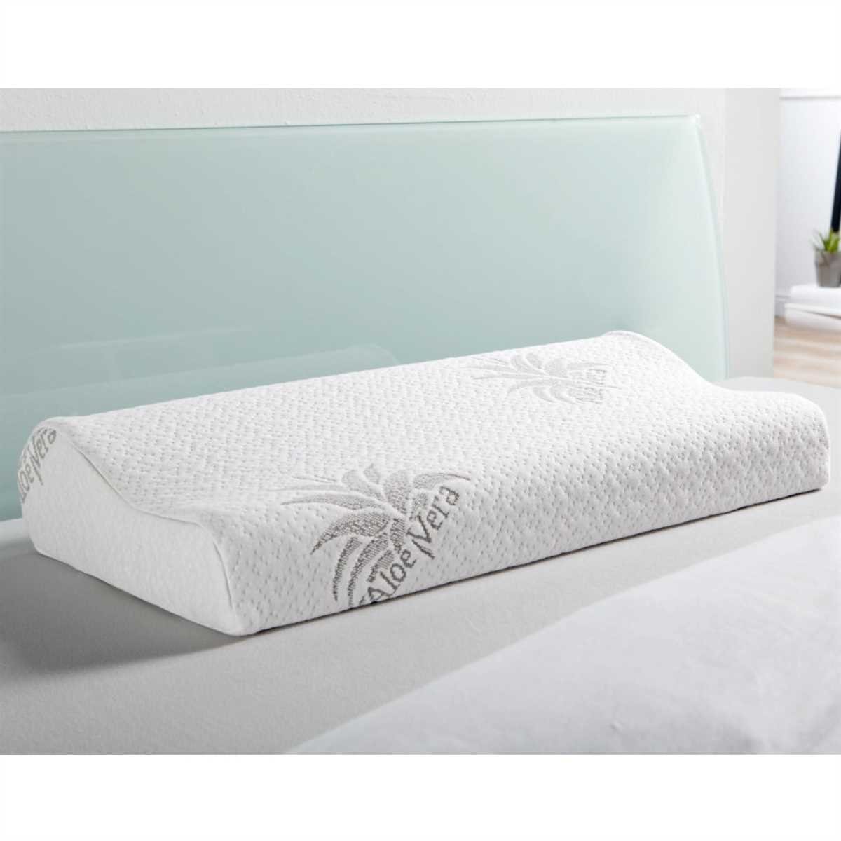 Nackenstützkissen, Bestlivings, Bezug: Polyester mit Aloe Vera Veredelung, Gesundheitskissen (60cm x 30cm x 10/7cm), Nackenkissen mit Memory-Effekt (Memory Foam), abnehmbarer Bezug, Aloe Vera veredelt