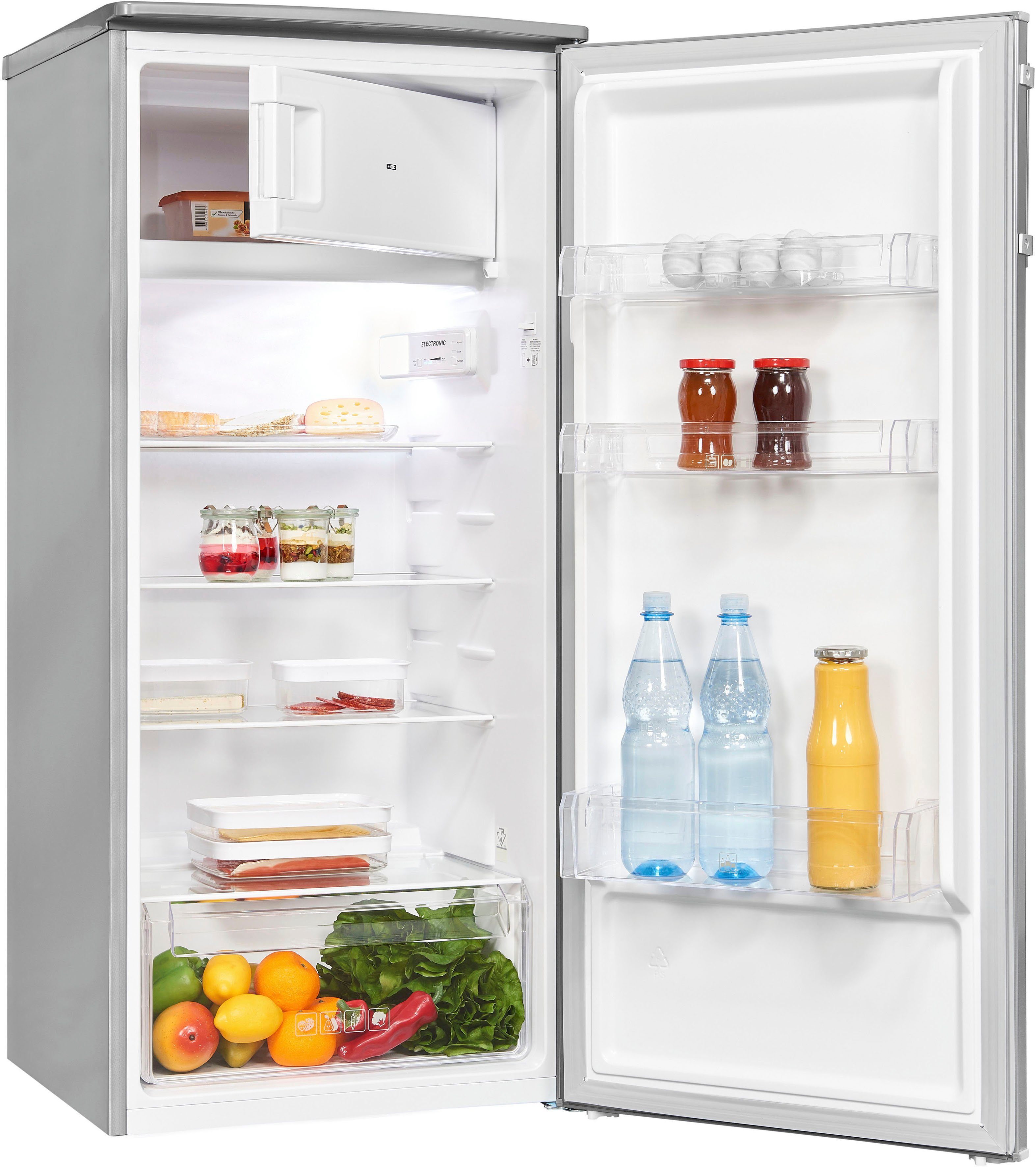 exquisit Kühlschrank KS185-4-HE-040E inoxlook, 122 cm hoch, 55 cm breit