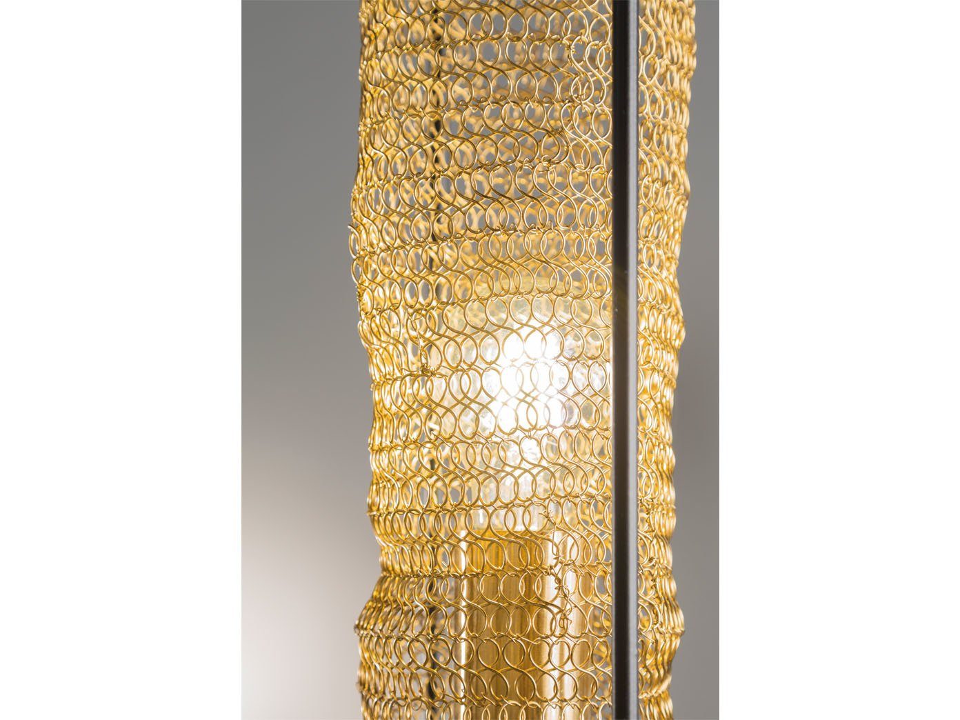 meineWunschleuchte LED Tischleuchte, LED wechselbar, Warmweiß, ausgefallen-e Design-er mit Draht-geflecht Schwarz Gold-en, Höhe 36cm