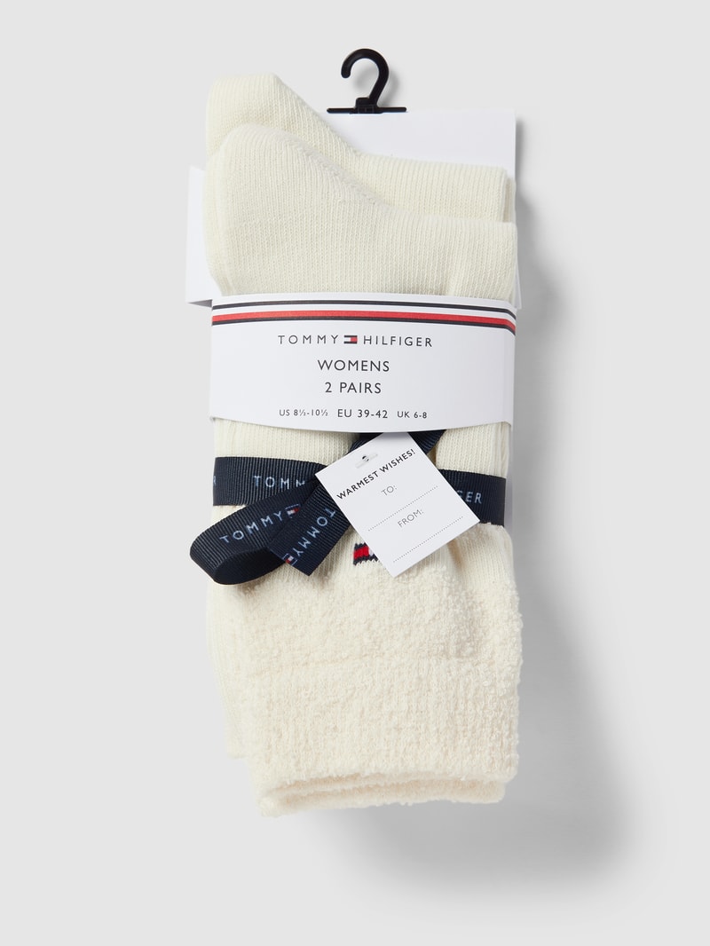 Socken mit Label-Stitching im 2er-Pack in offwhite