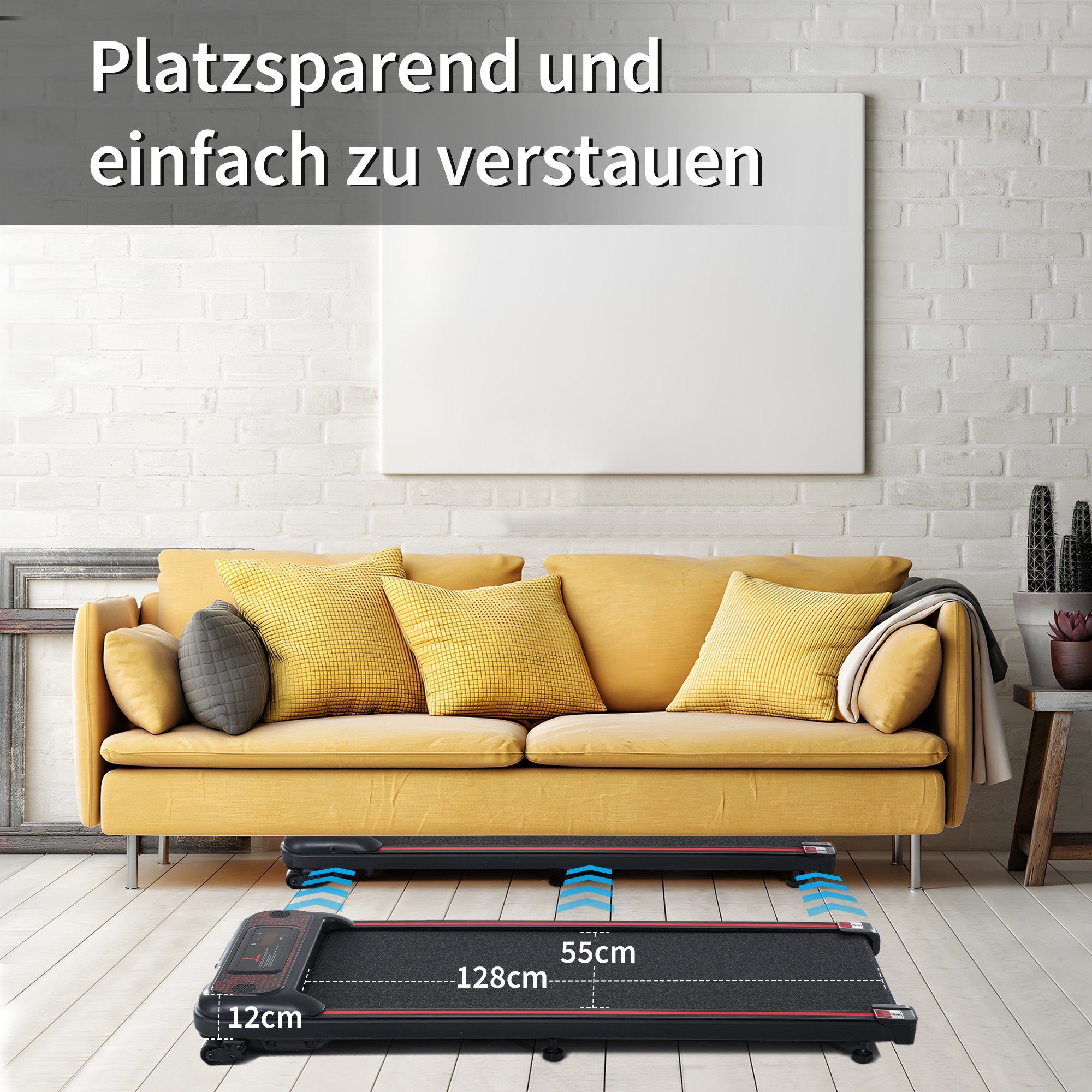 GLIESE Laufband Smart Home Flachbett-Laufband, mit Armband-Controller
