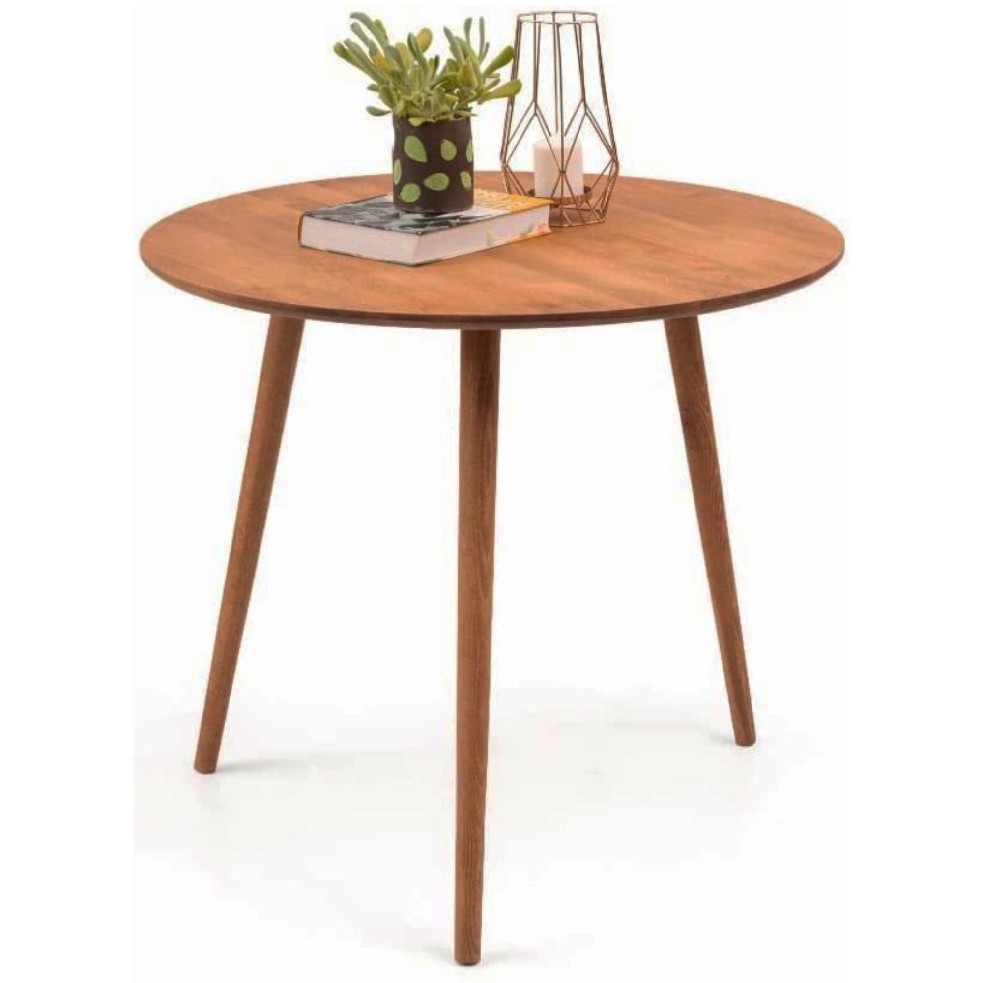 Gozos Küchentisch Oviedo Esstisch Rund, Küchentisch Holz Massiv (60 cm), Buchenholz