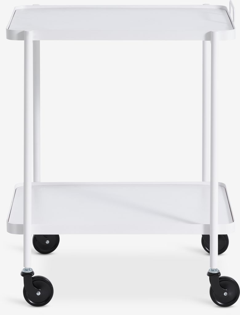Mesa GANGSTED com rodízios, 2 prateleiras, branca