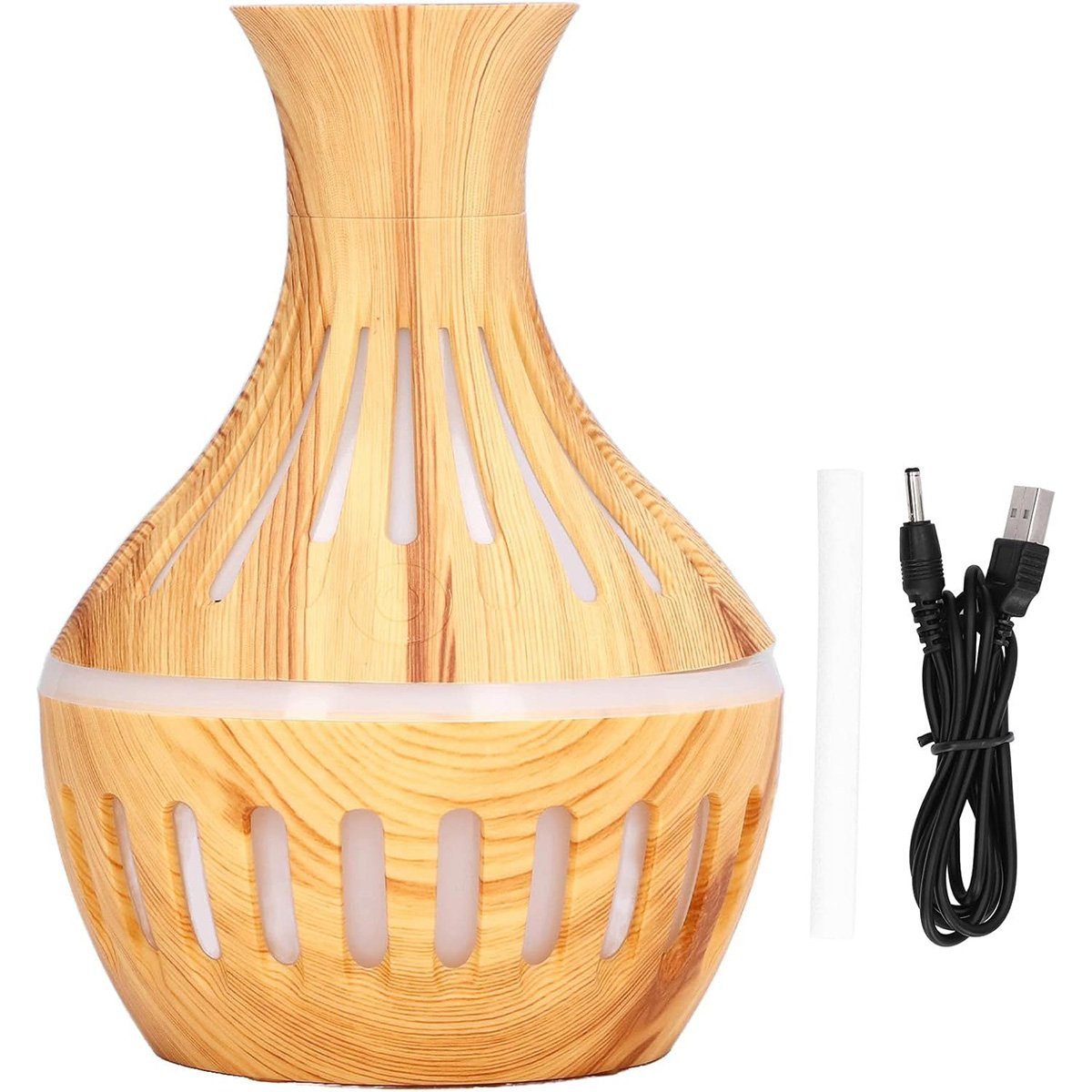 götäzer Luftbefeuchter USB Wiederaufladbar Kreative hohle Vase Aromatherapie Luftbefeuchter, Mit 7 Farben Lichteffekt, geeignet für klimatisierte Räume Hydratation
