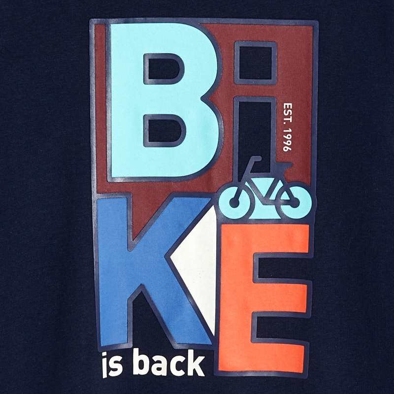 T-shirt manches longues motif vélo bleu garçon