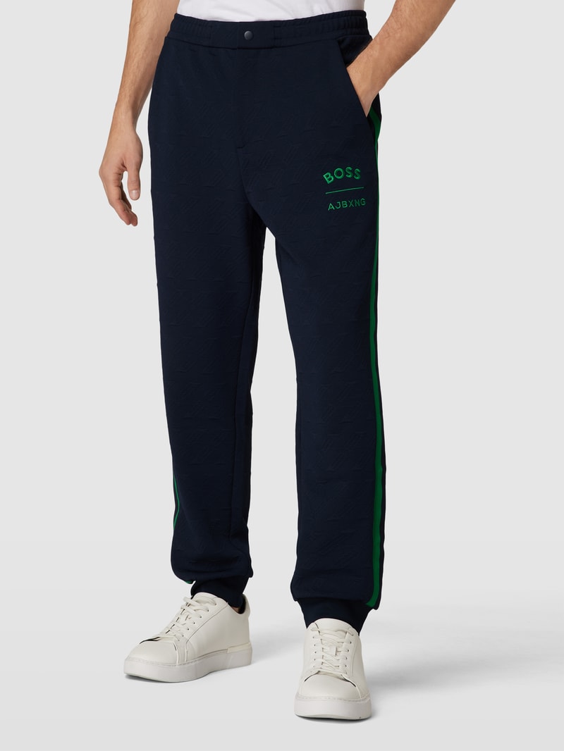 Sweatpants mit Label-Stitching Modell 'Hover' in marineblau