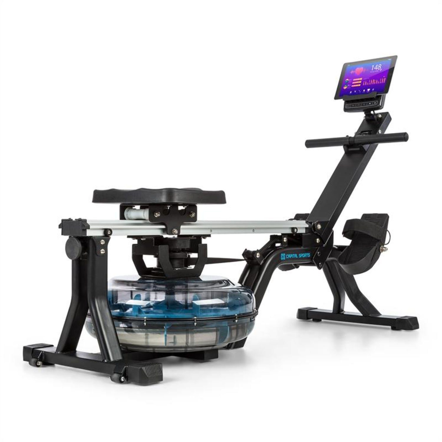 Capital Sports Rudermaschine Flow M1 Wasserrudergerät platzsparend Trainingscomputer bis 150 kg