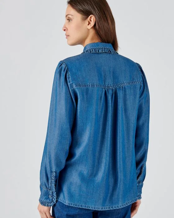Chemisier col claudine fibres lyocell