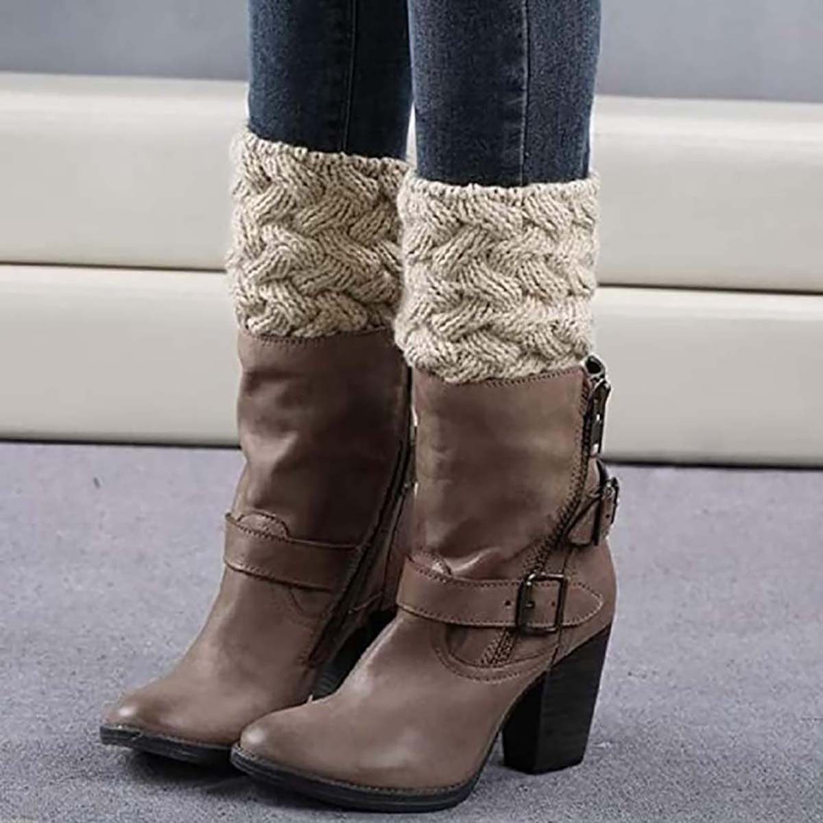 DRSEON Beinstulpen 4 Paar Stulpen Damen Beinwärmer Winter Strick Häkelarbeit (4-St)
