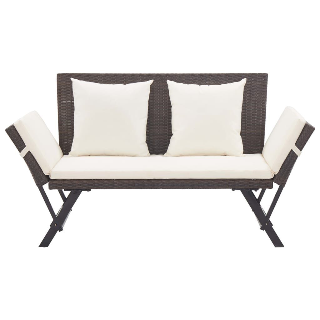 vidaXL Gartenbank Gartenbank mit Auflagen 176 cm Braun Poly Rattan (1-St)